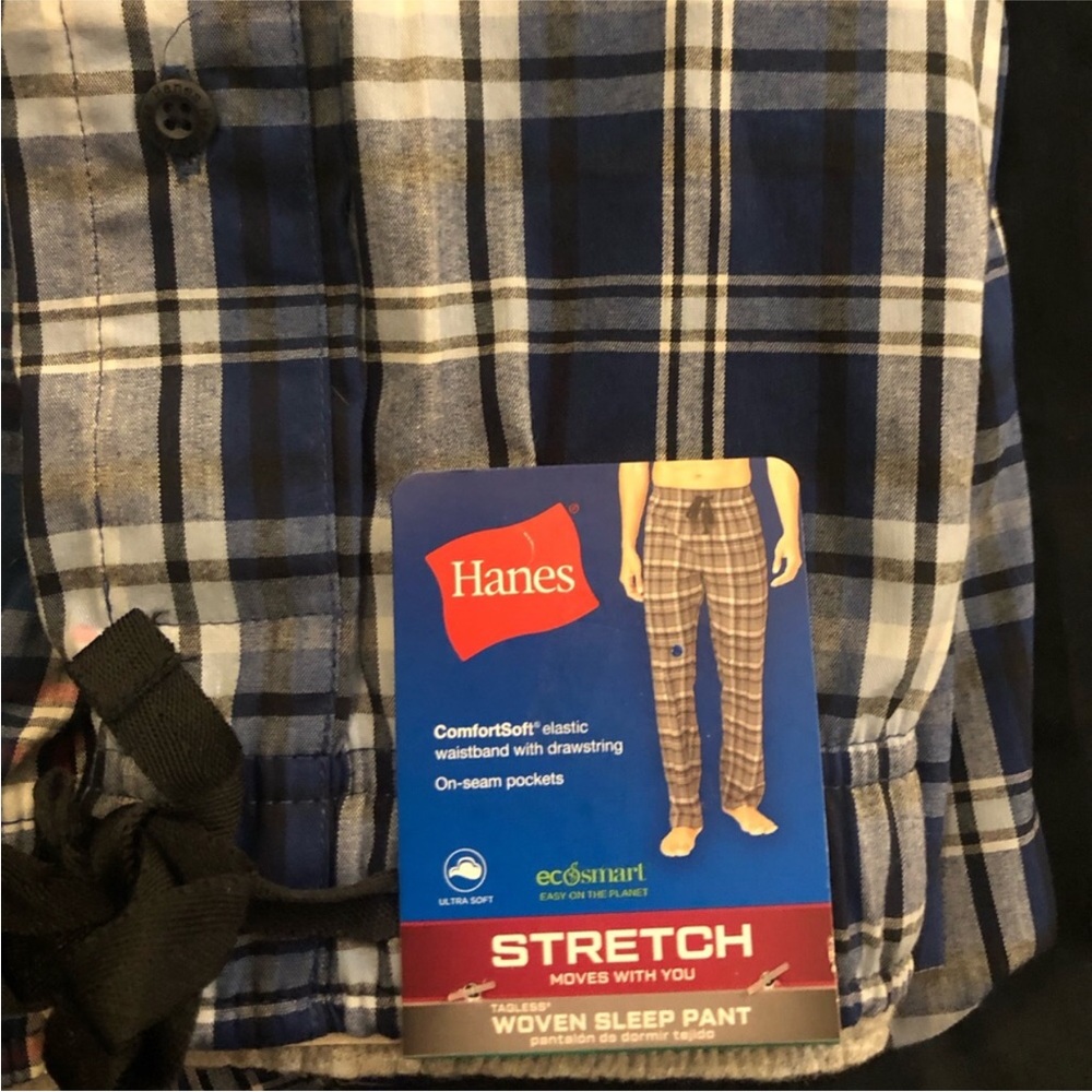 2fer! 2 Pair Hanes Men's Tag Free Comfort Flex Plaid Pajama Lounge Pants, NWT - Picture 10 of 11